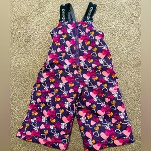 OshKosh B'gosh Purple Pink Heart Printed Kids Snow Bib Overalls Size 12m